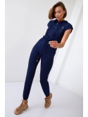 Women\'s navy blue hooded jumpsuit FK622 - Online store - Boutique